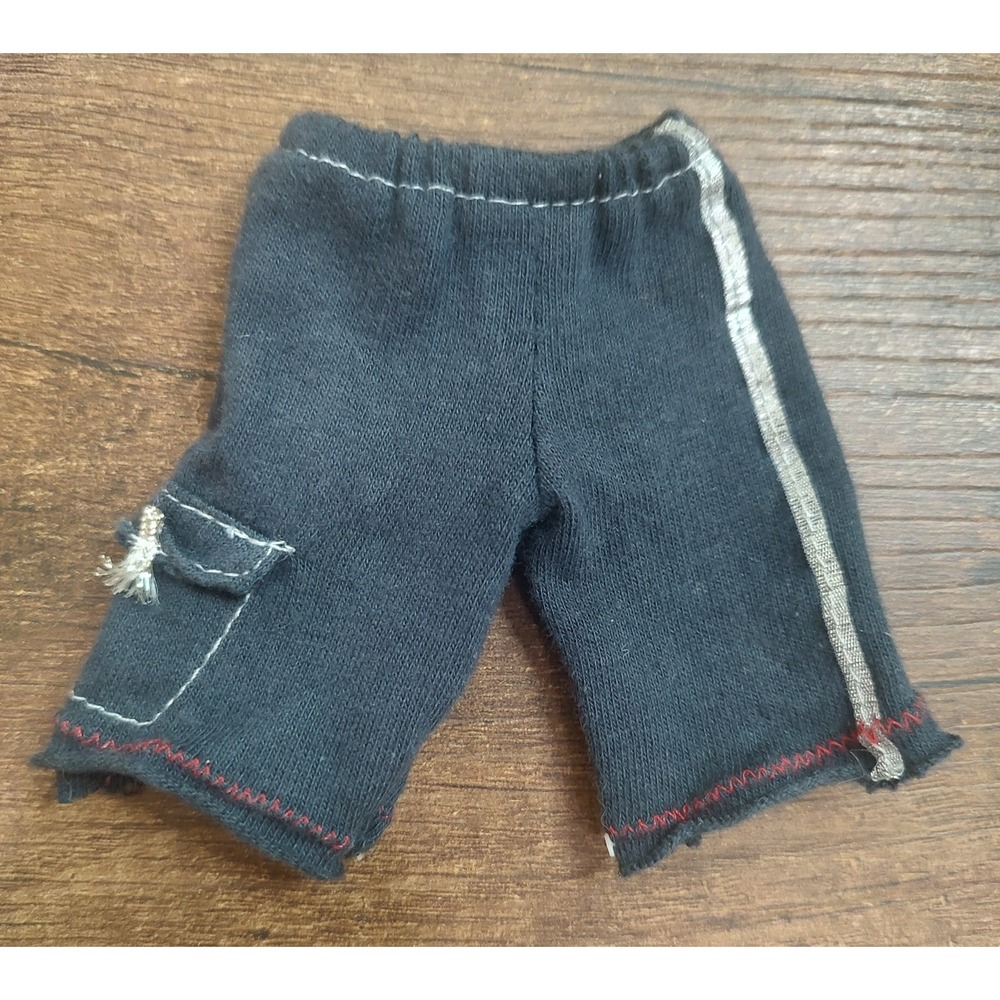 12" Male Doll Shorts Navy Blue Knit Silver Stripe Pocket Detail Red Stitching